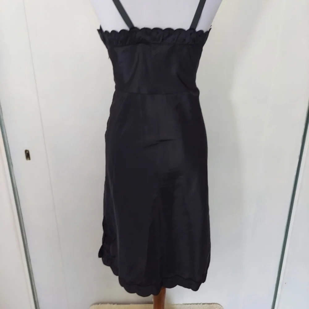 Vintage Black Barbizon Candie Tafredda Scalloped Edges Sexy Unique‎ Slip Dress - Picture 6 of 16